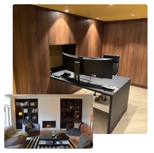 Luxe maatwerk keuken in hout en zwart door Spruit Maatwerk Interieur Woerden